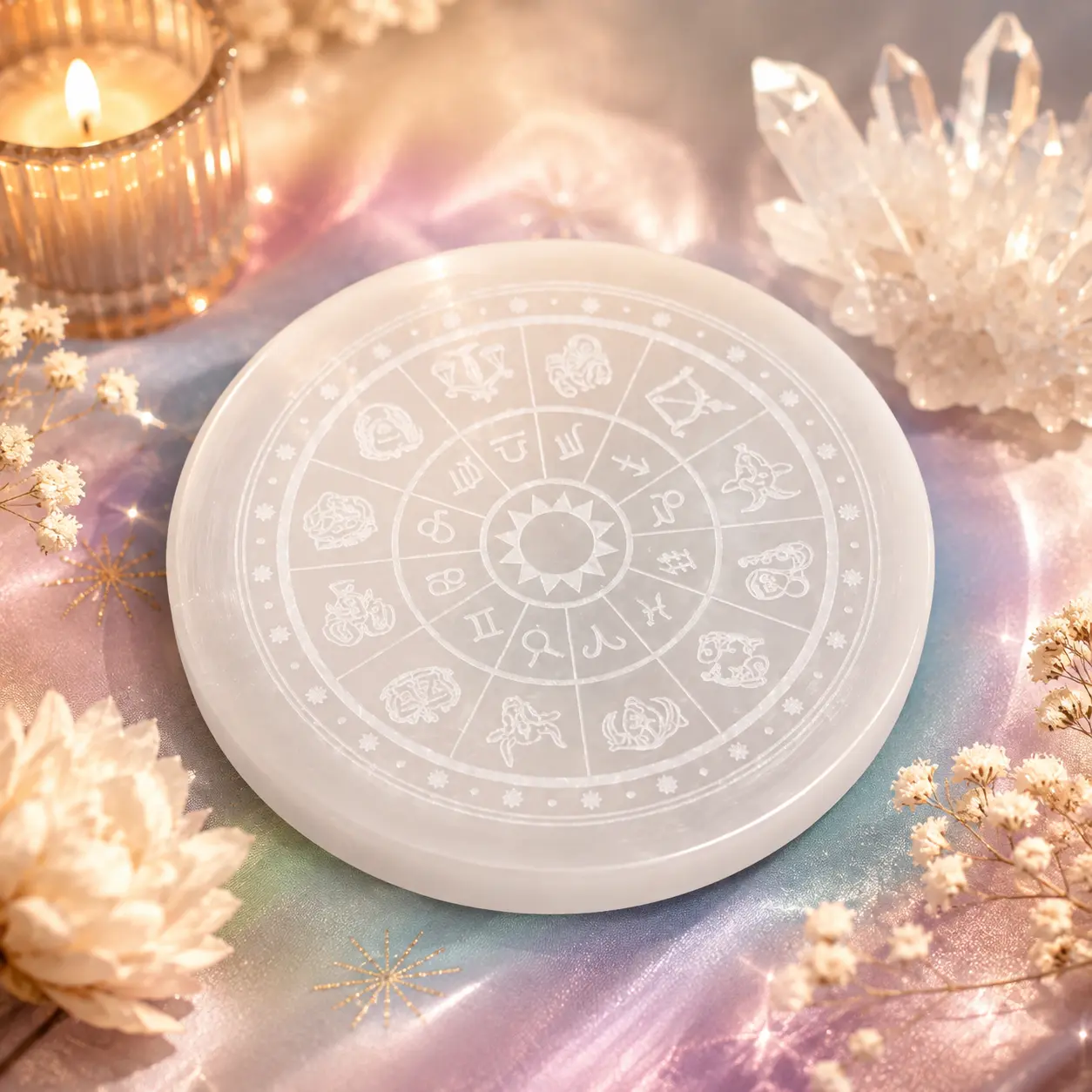 Selenite Plate (Zodiac)