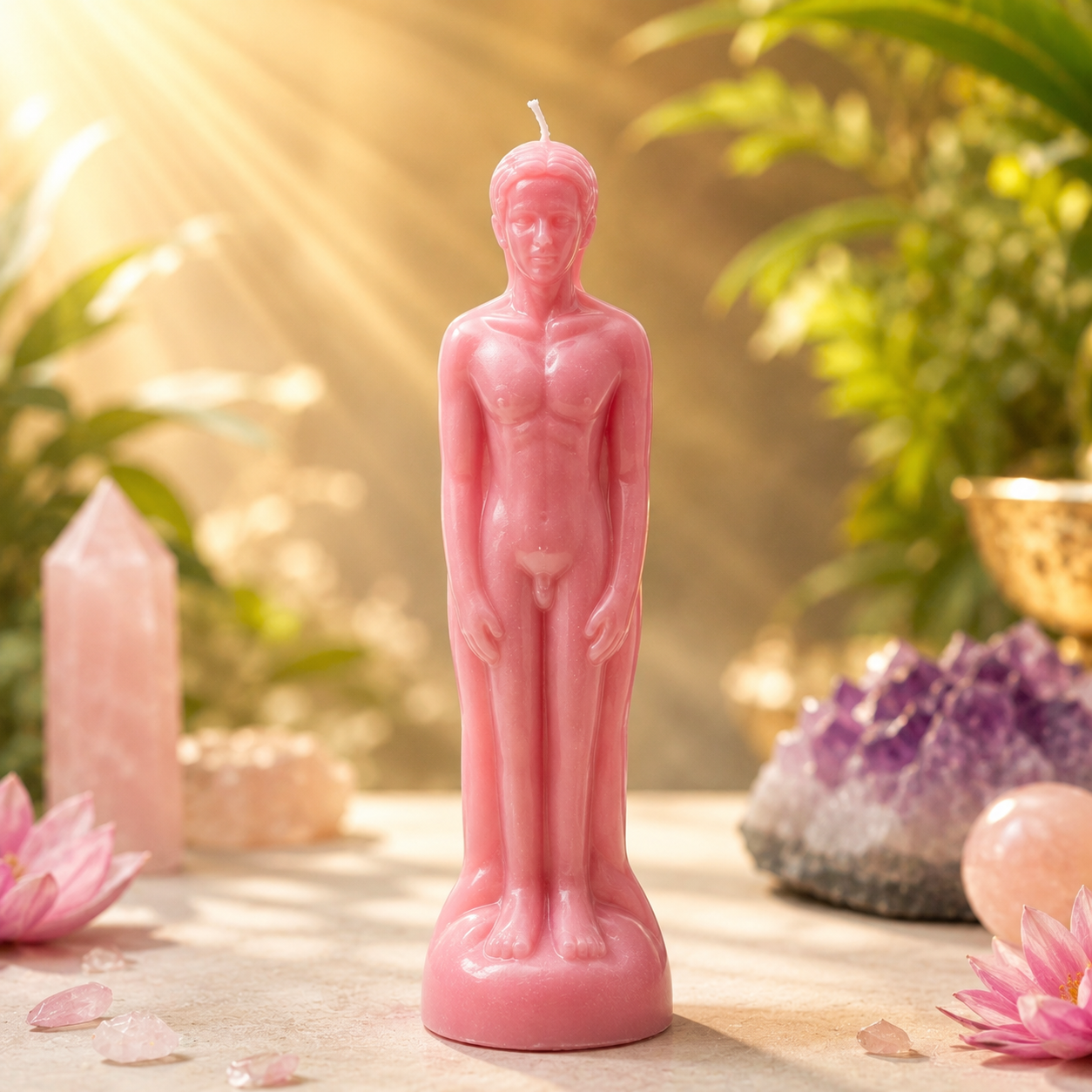 Male Figure Candle Pink
