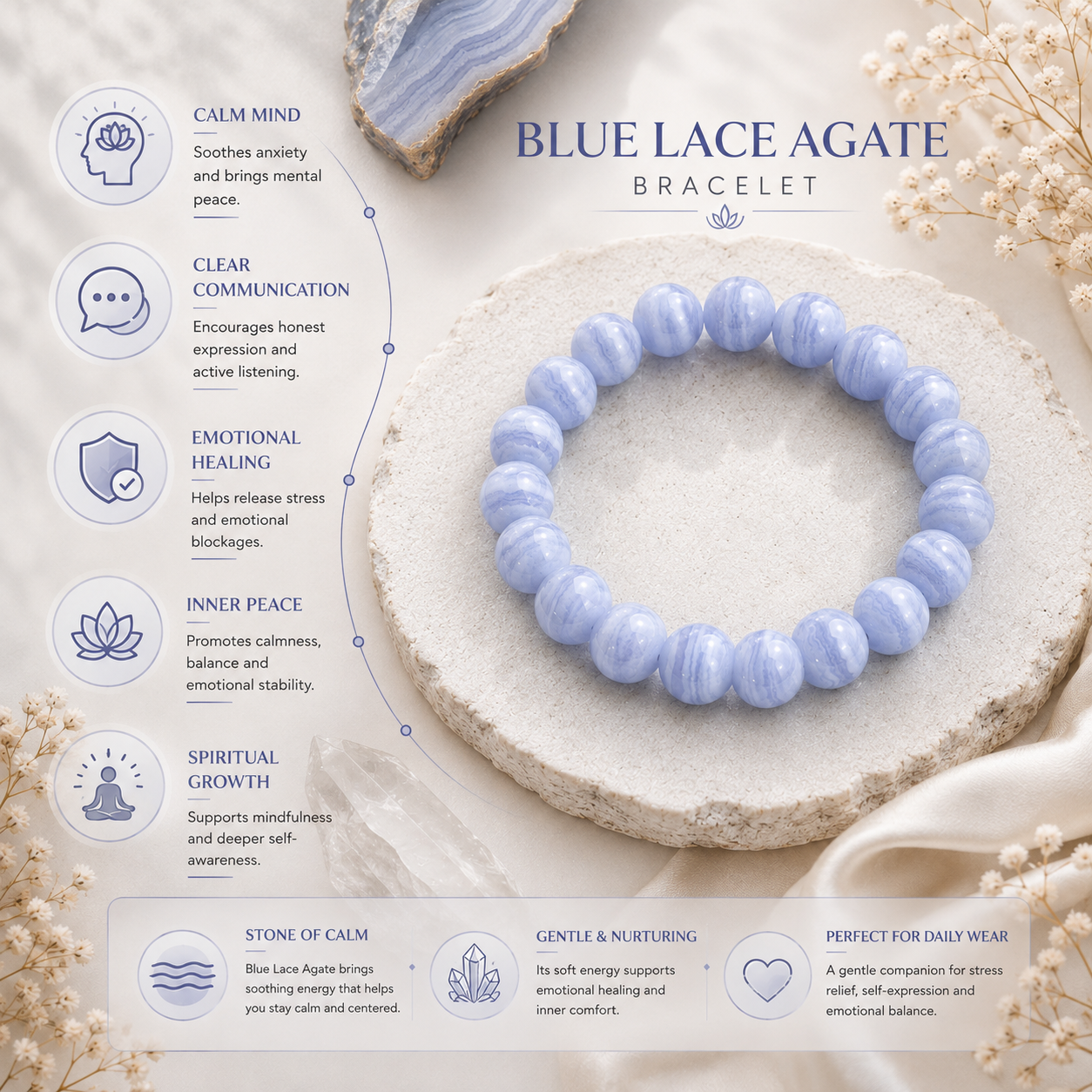 Blue Lace Agate Bracelet