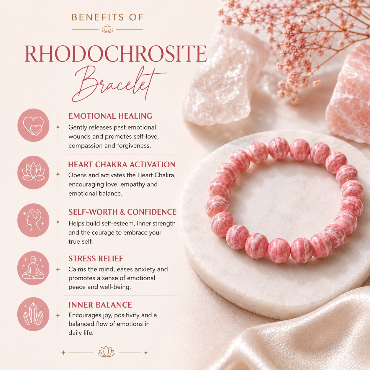 Pink Rhodochrosite Bracelet