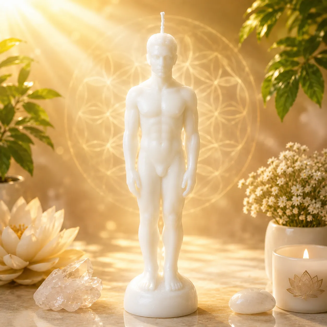 Male Figure Candle White