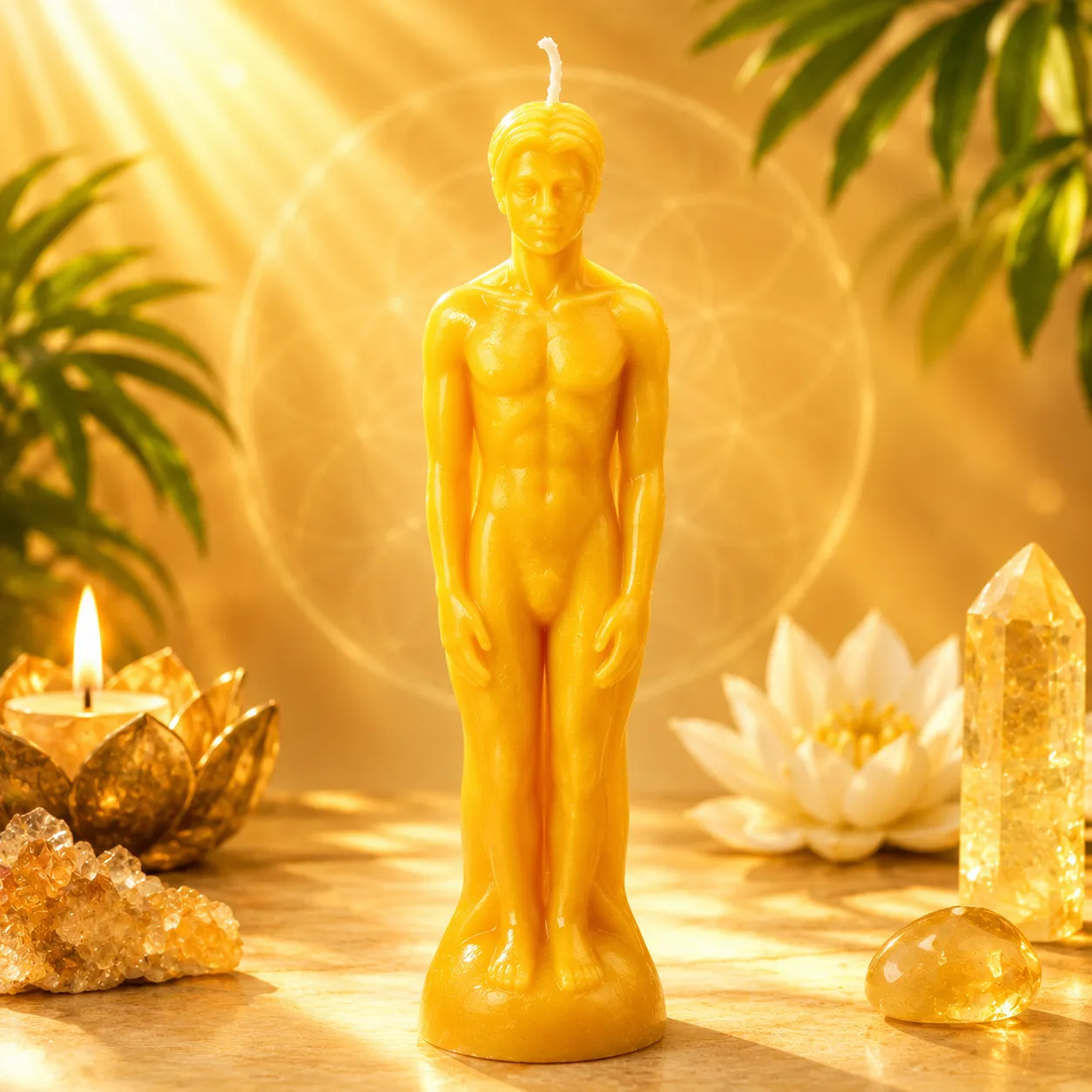 Male Figure Candle Yellow