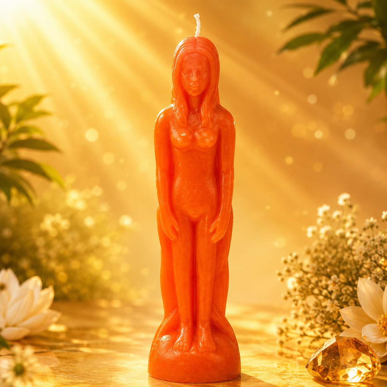 Female Figure Candle Orange