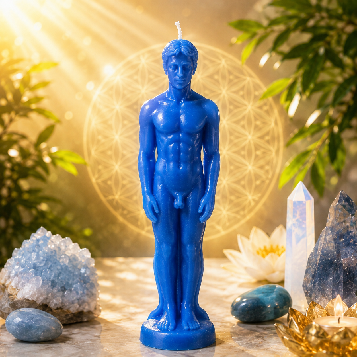 Male Figure Candle Blue