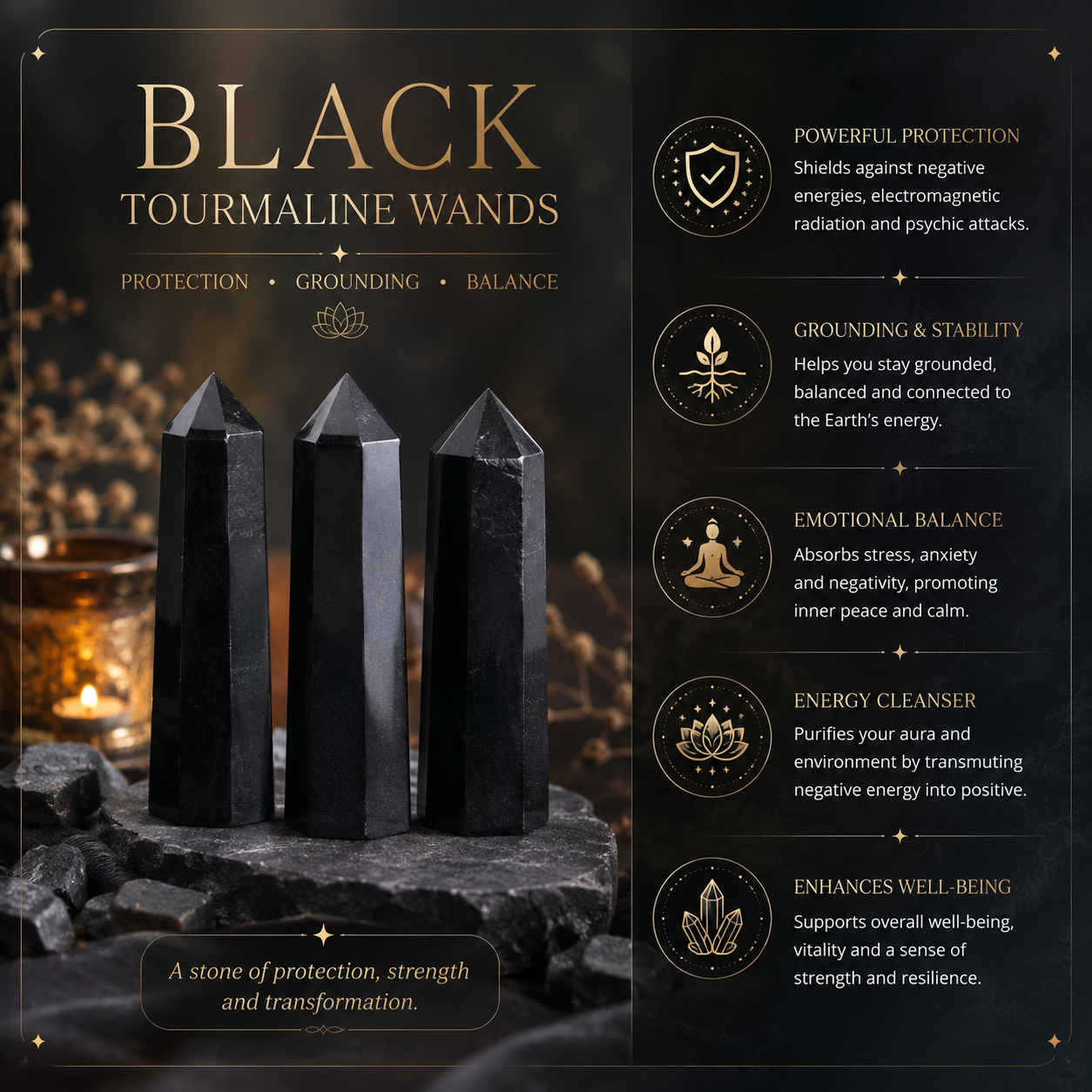 Black Tourmaline Wands