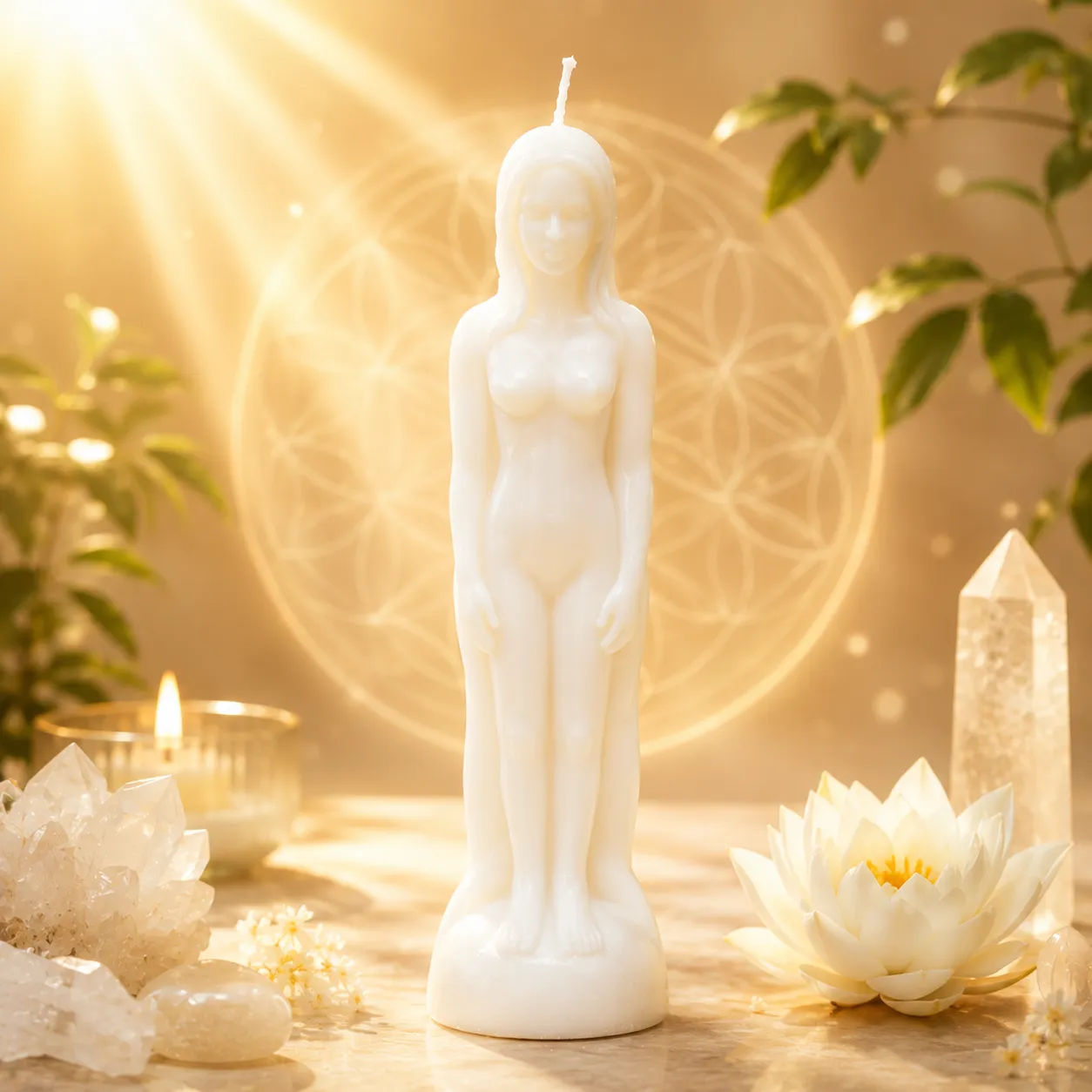 Female Figure Candle White
