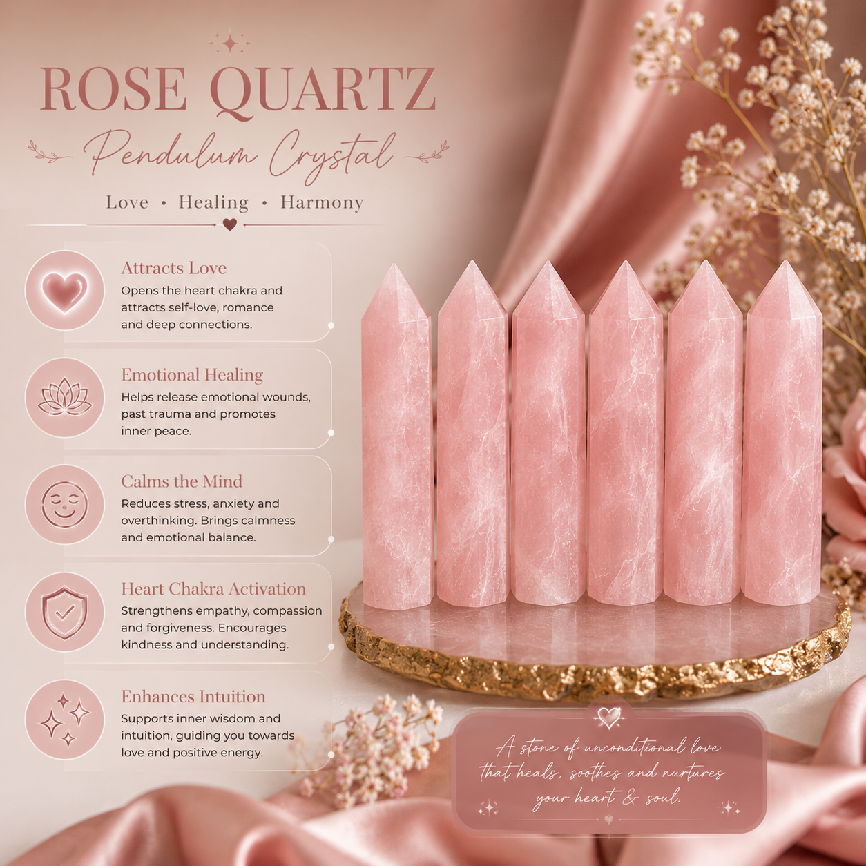 Rose Quartz Pendulum Crystal