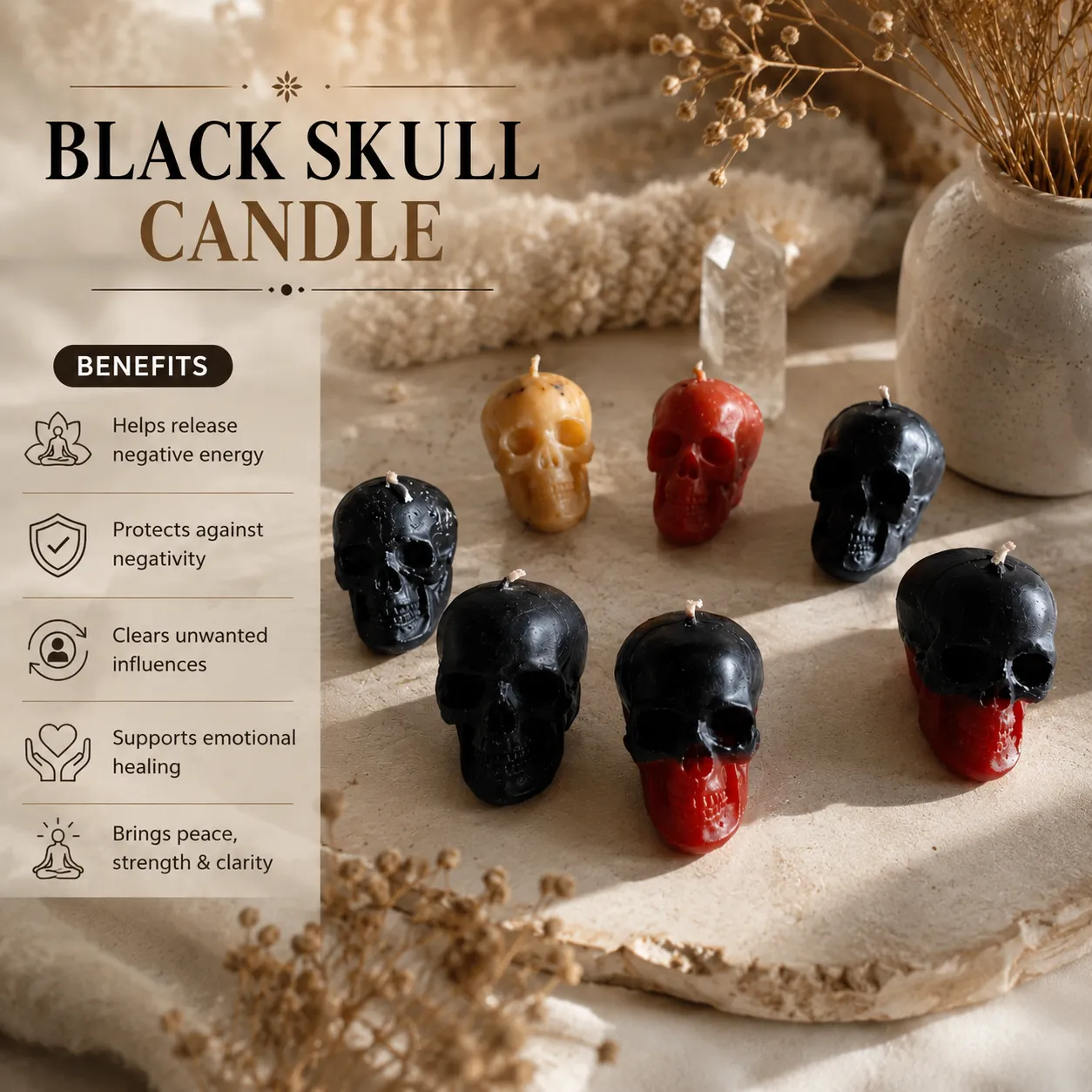 Black Skull Candle